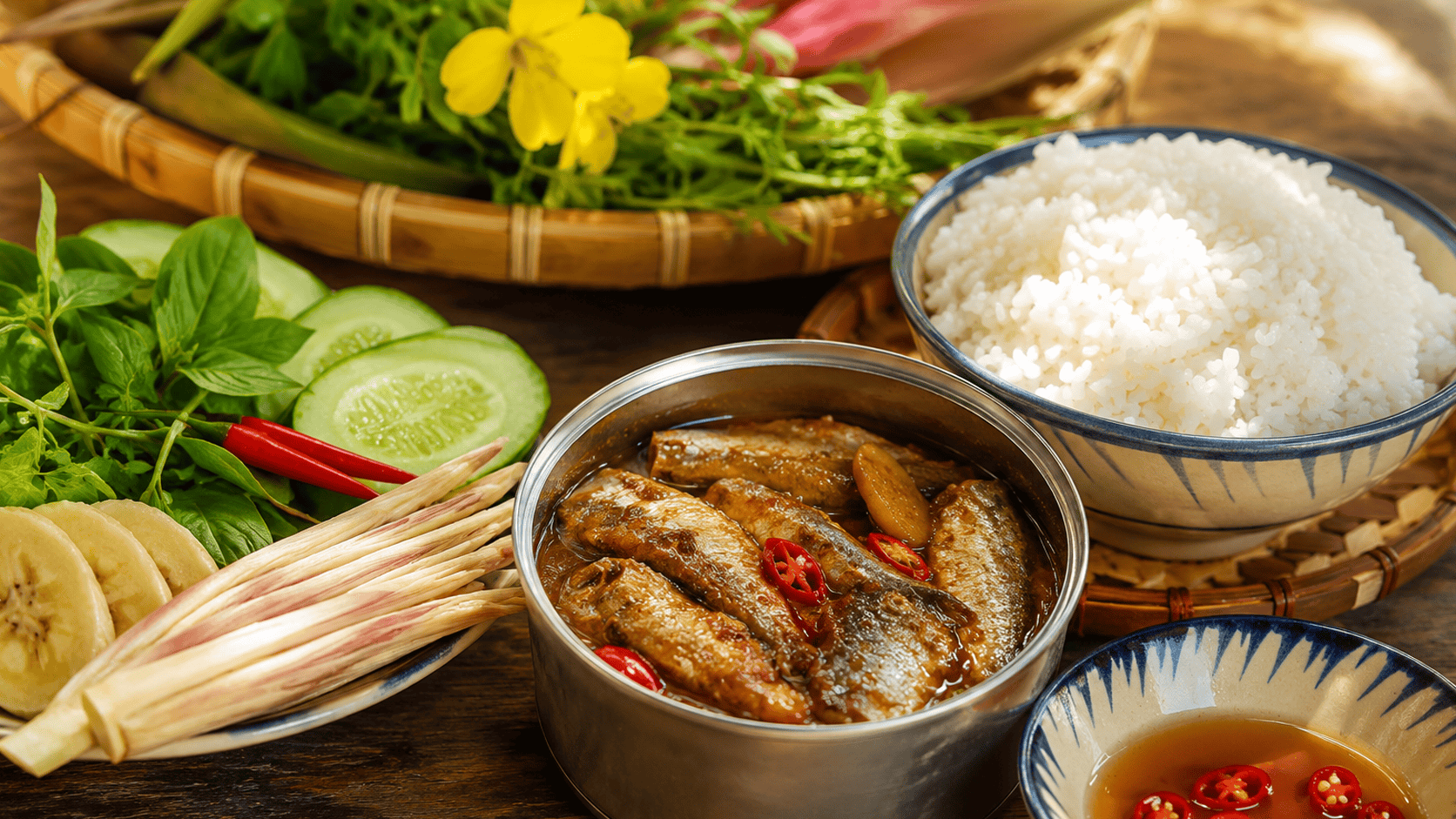 Cá linh đóng hộp An Giang tiện lợi, xương mềm rục, kho cùng mía đường Bảy Núi, chuẩn vị miền Tây. Ăn liền với cơm nóng hoặc chế biến canh chua, mắm chưng.