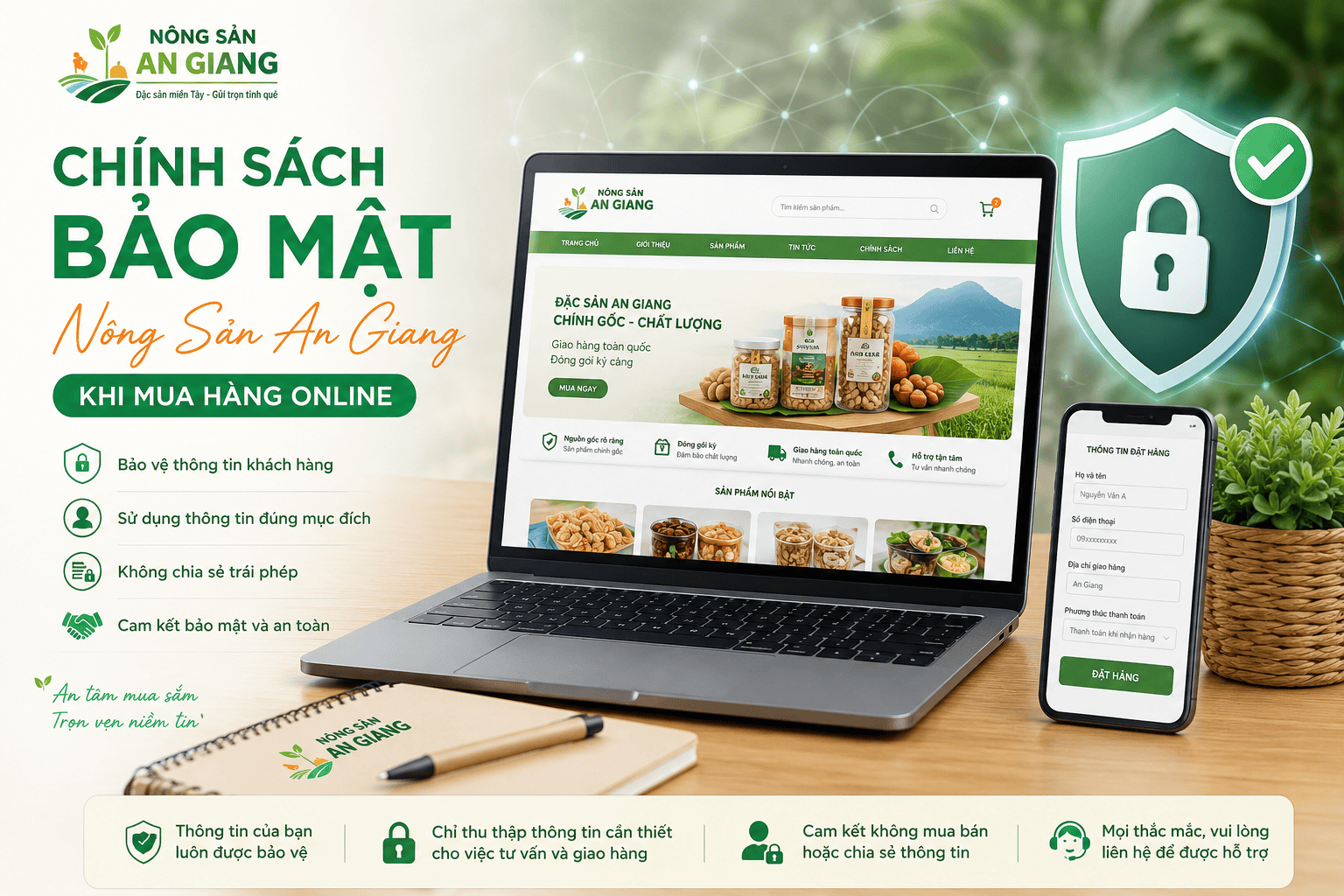 Chính sách bảo mật Nông Sản An Giang 1 Chính sách bảo mật Nông Sản An Giang khi mua hàng online