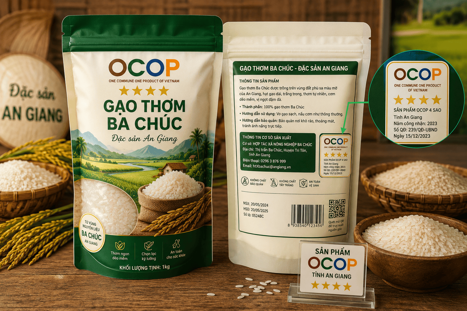 Bao bì và thông tin sản phẩm OCOP An Giang