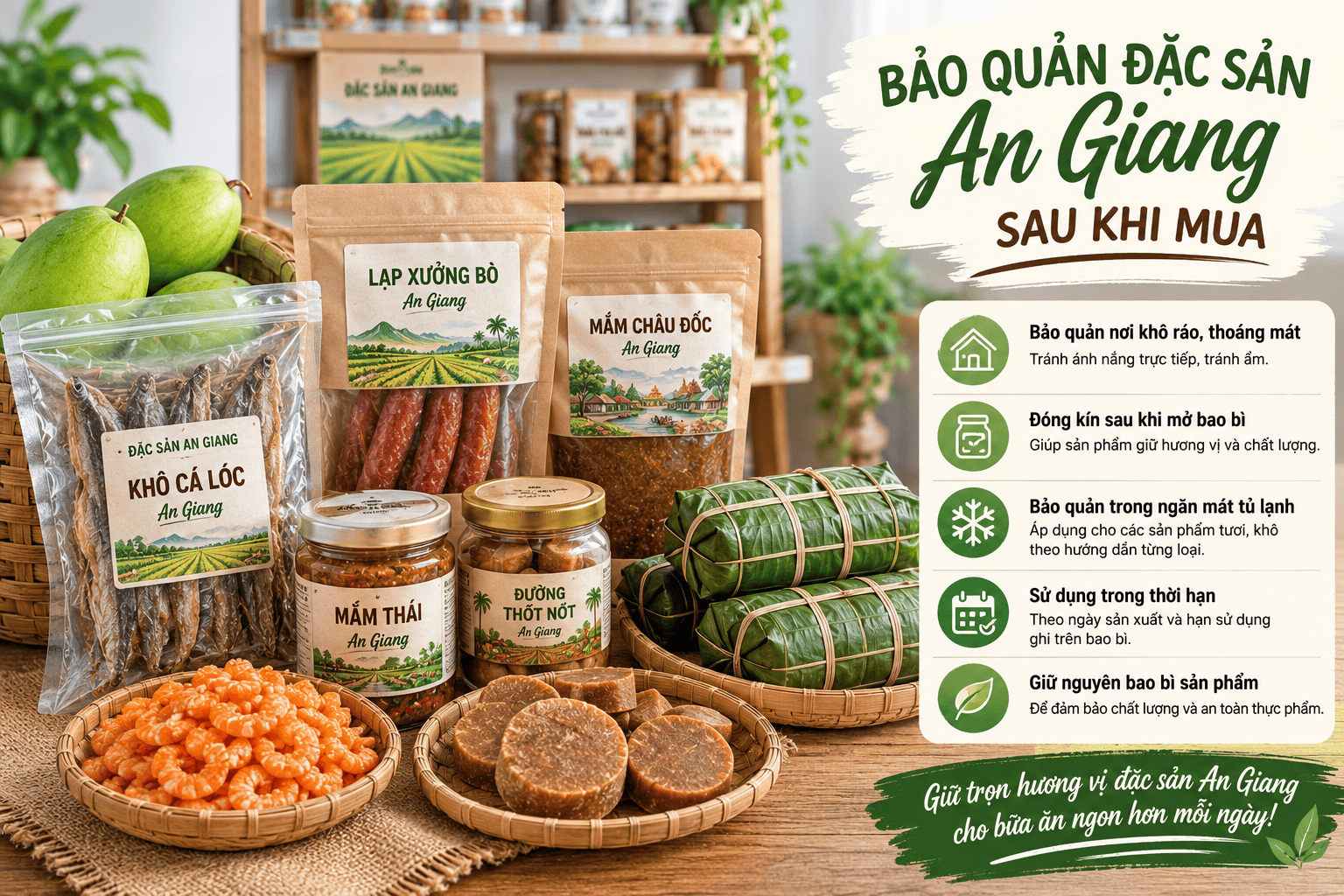 Câu chuyện Nông Sản An Giang – Từ sản vật địa phương đến lựa chọn cho mỗi gia đình 1 Bảo quản đặc sản An Giang sau khi mua