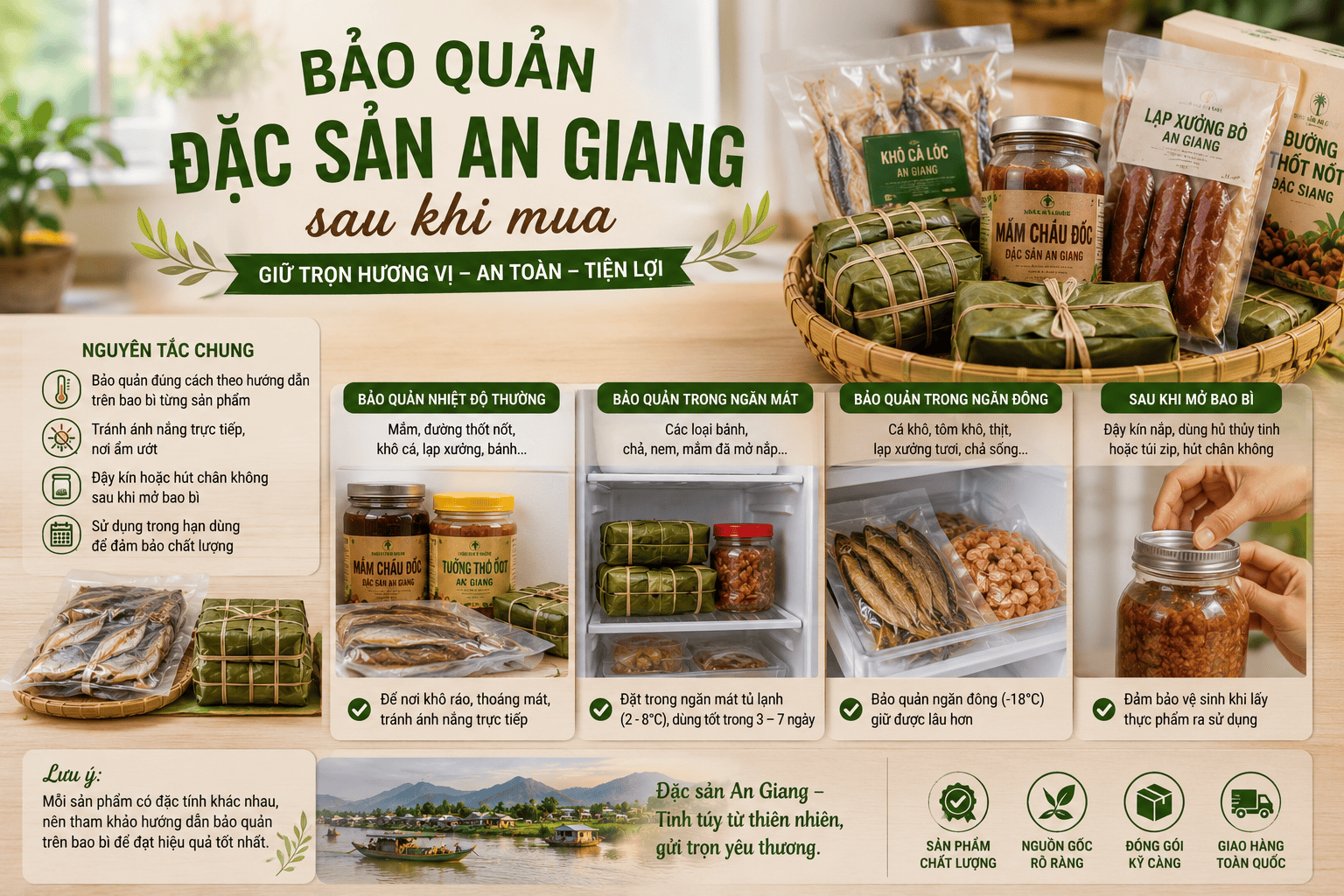 Câu chuyện Nông Sản An Giang – Từ sản vật địa phương đến lựa chọn cho mỗi gia đình 2 Bảo quản đặc sản An Giang sau khi mua