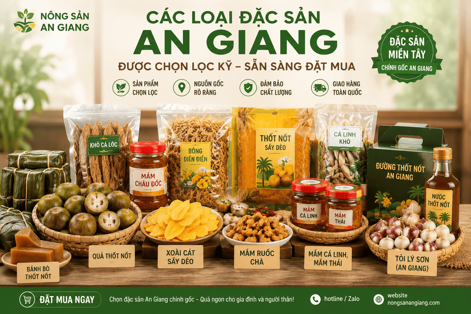 Đăng ký mua đặc sản An Giang chính gốc, thuận tiện giao hàng toàn quốc 7 Các loại đặc sản An Giang được chọn lọc để đặt mua