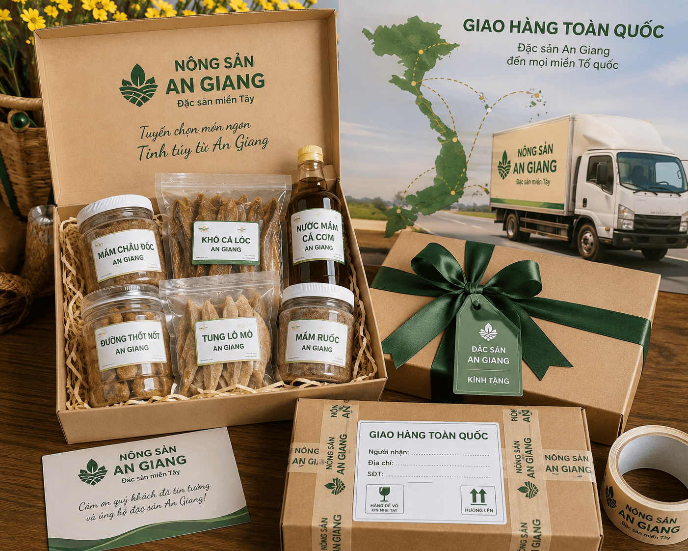 Chính sách vận chuyển đặc sản tại Nông Sản An Giang 5 Đặc sản An Giang đóng gói làm quà và giao đi xa