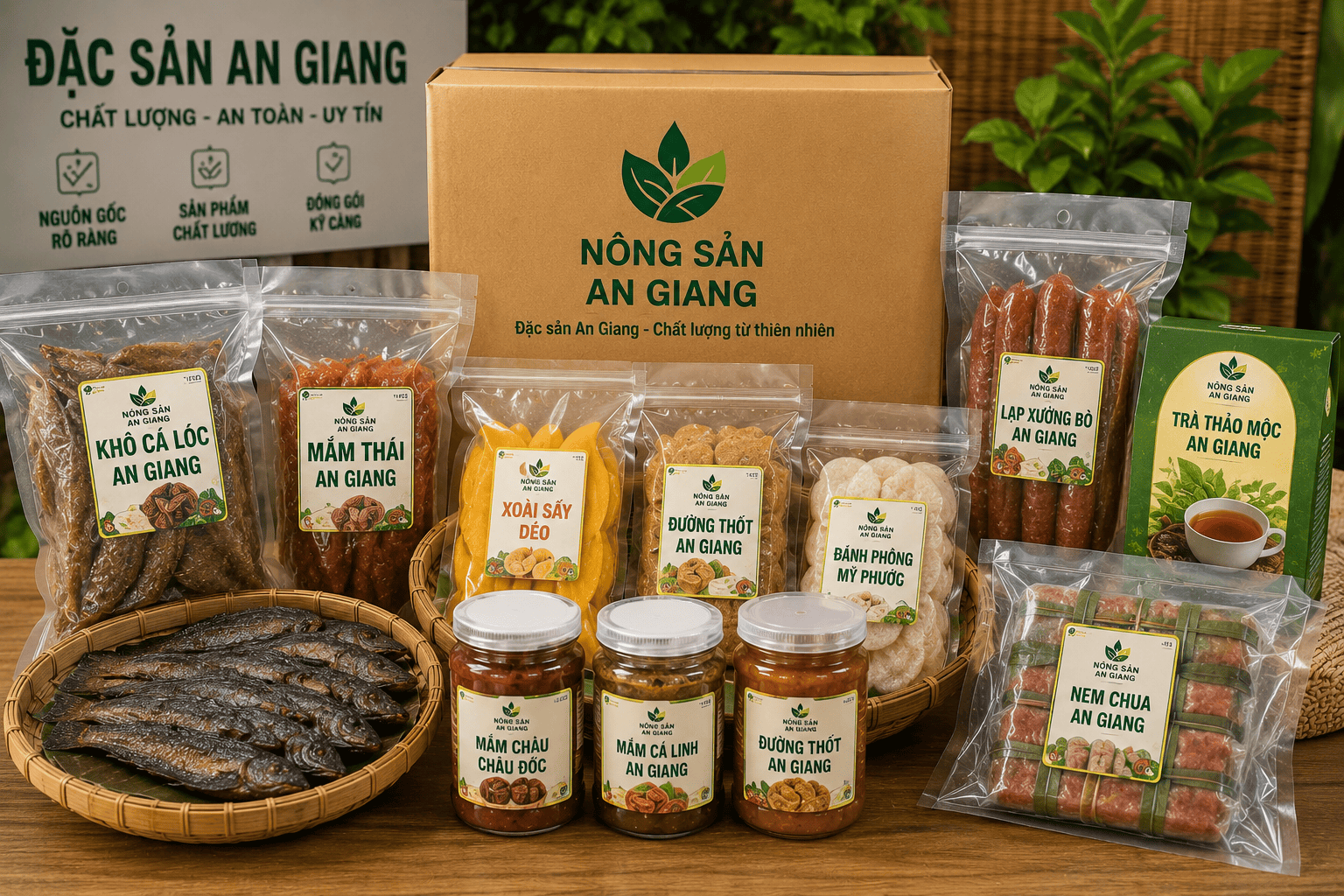 Các sản phẩm đặc sản An Giang sau khi hoàn thiện và đóng gói