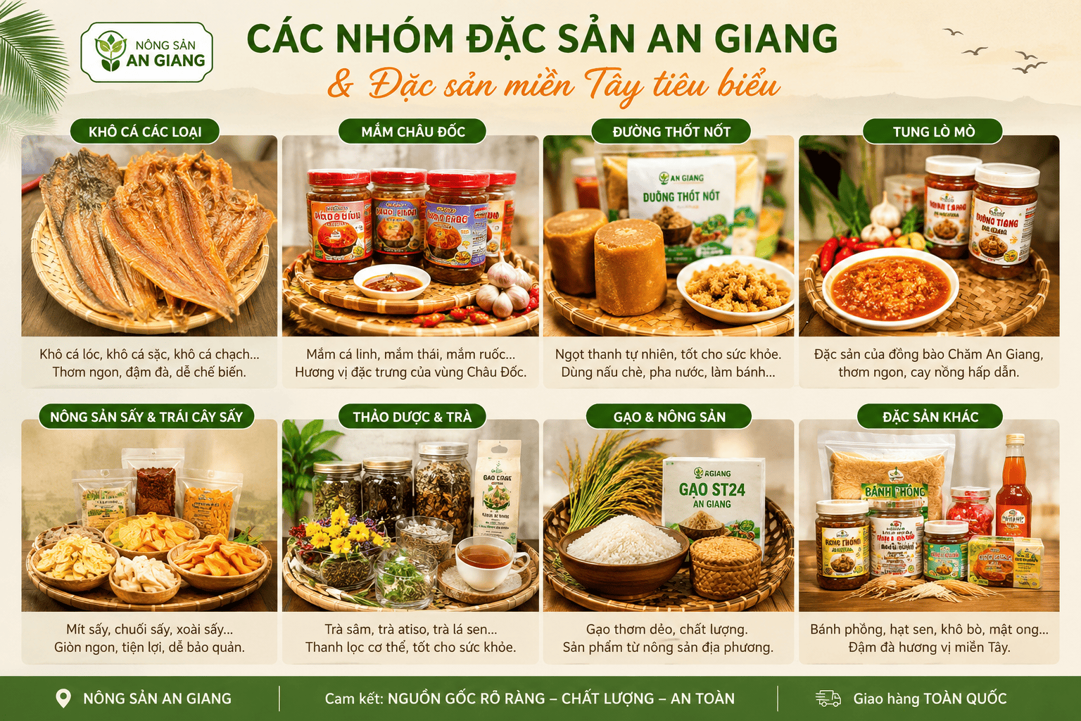 Giới thiệu Nông Sản An Giang – Đặc sản miền Tây gần gũi trong từng sản phẩm 5 Các nhóm đặc sản An Giang và đặc sản miền Tây tiêu biểu