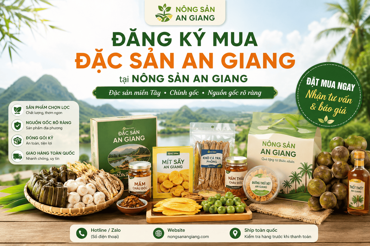 Đăng ký mua đặc sản An Giang chính gốc, thuận tiện giao hàng toàn quốc 8 Đăng ký mua đặc sản An Giang tại Nông Sản An Giang