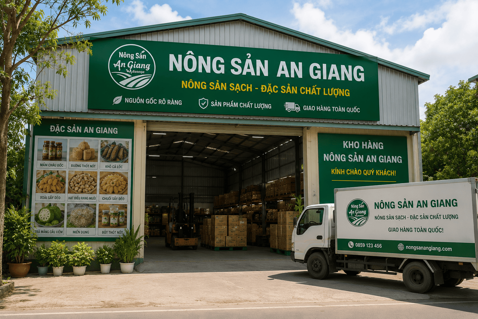 Kho hàng Nông Sản An Giang – Nơi tập trung đặc sản địa phương thuận tiện đặt mua 5 Khu vực bên ngoài kho hàng Nông Sản An Giang