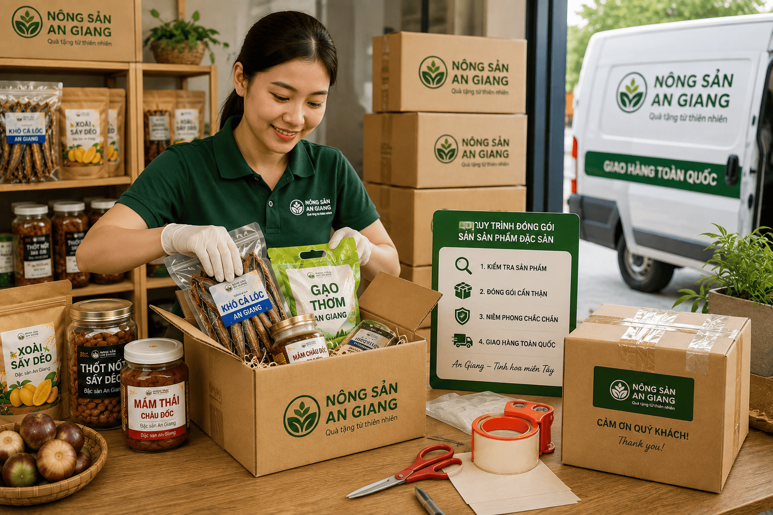 Sản Phẩm Đặc Sản Yêu Thích – Gợi Ý Đặc Sản An Giang Dễ Chọn Mua 3 Đóng gói sản phẩm đặc sản trước khi giao hàng