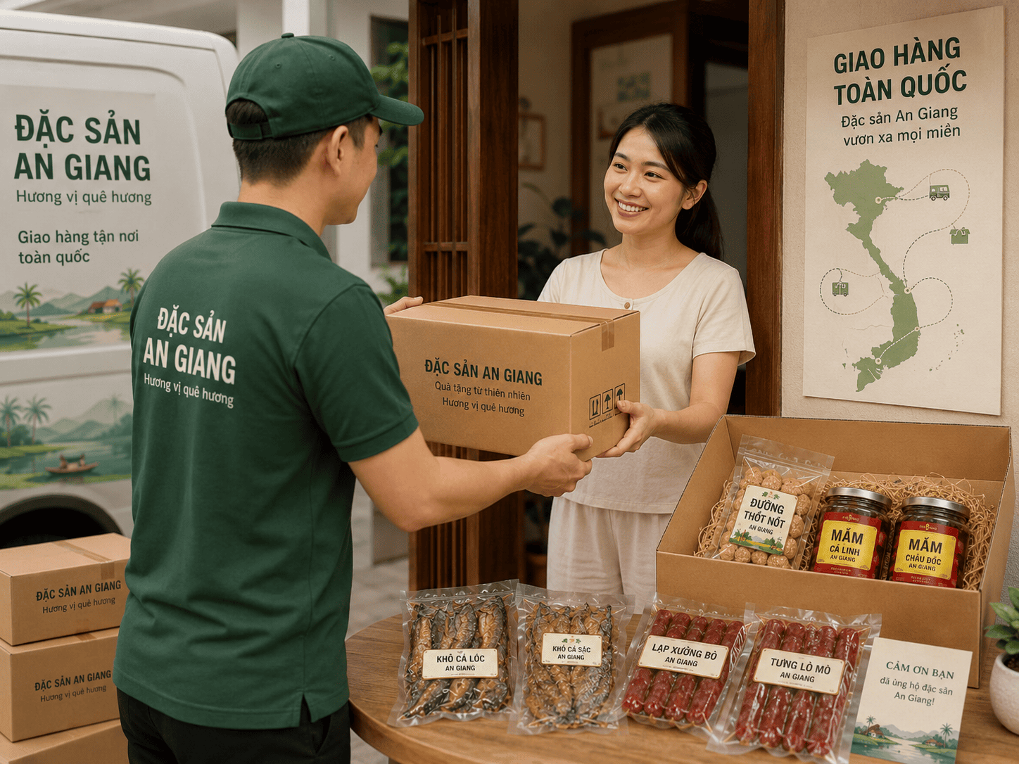 Chính sách vận chuyển đặc sản tại Nông Sản An Giang 2 Giao hàng đặc sản An Giang đến khách hàng toàn quốc