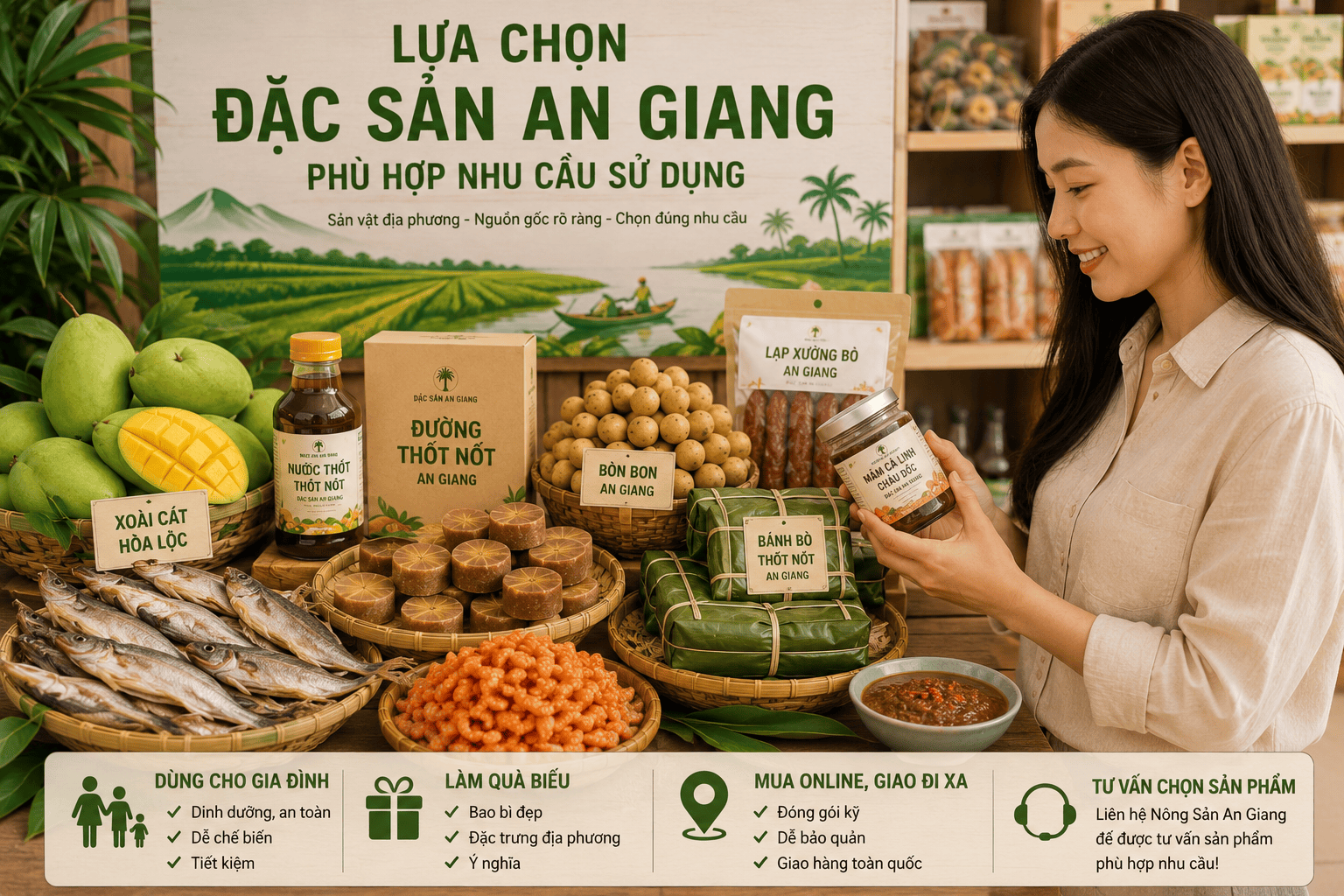 Câu chuyện Nông Sản An Giang – Từ sản vật địa phương đến lựa chọn cho mỗi gia đình 7 Lựa chọn đặc sản An Giang phù hợp nhu cầu sử dụng