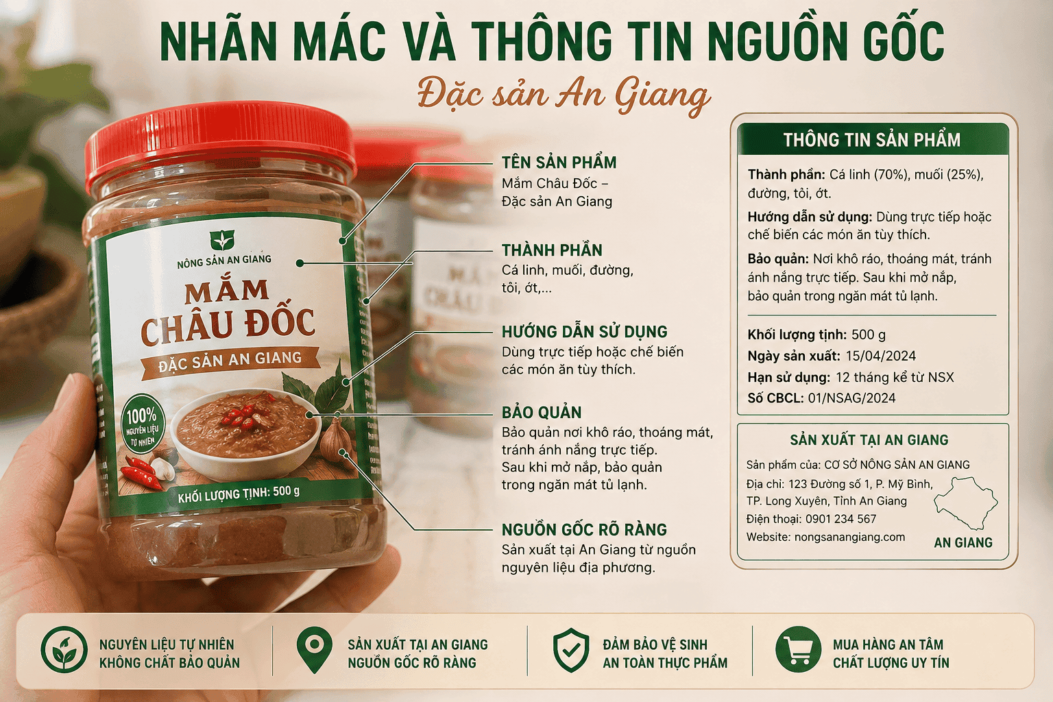 Nhãn mác và thông tin nguồn gốc đặc sản An Giang