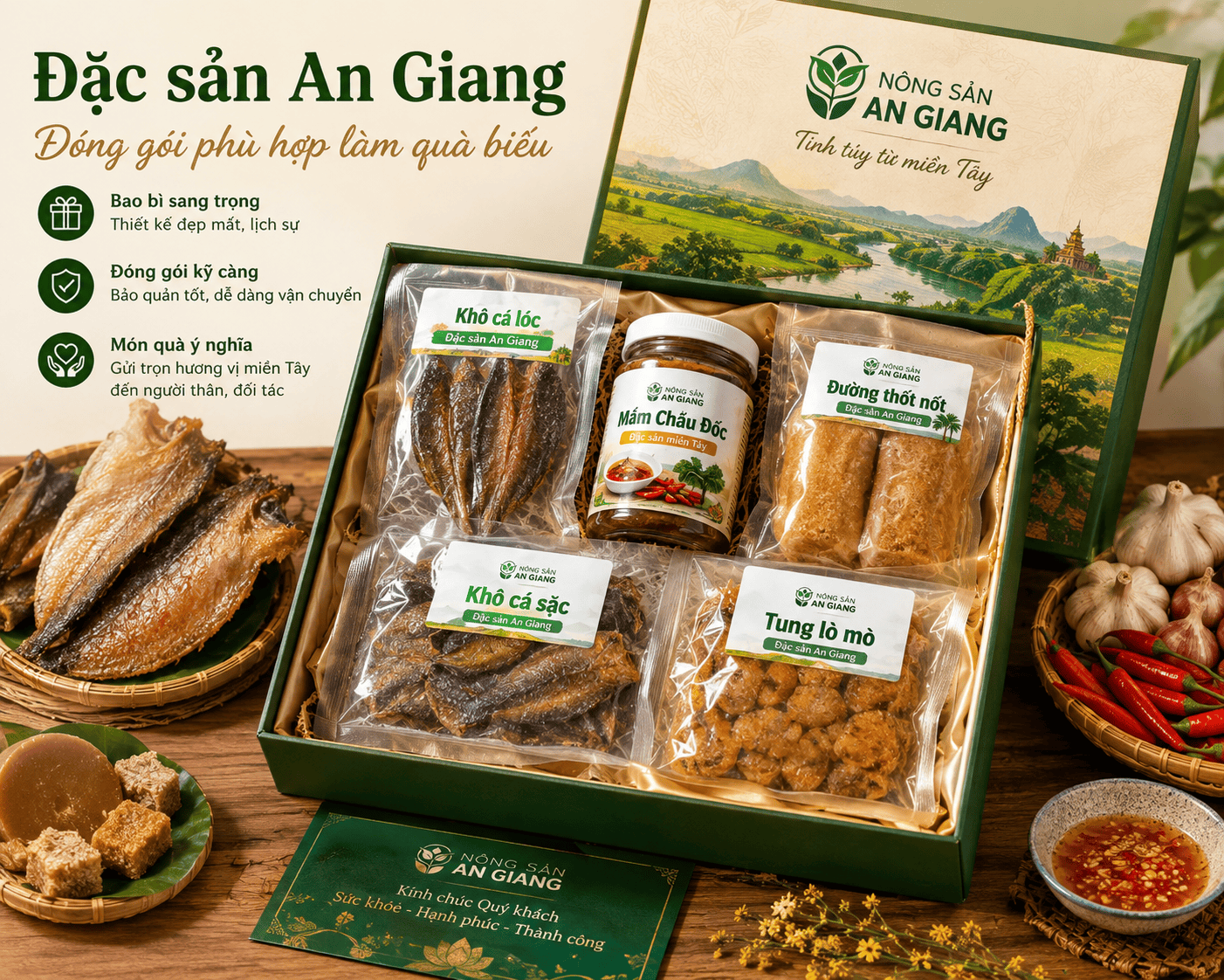 Giới thiệu Nông Sản An Giang – Đặc sản miền Tây gần gũi trong từng sản phẩm 2 Đặc sản An Giang đóng gói phù hợp làm quà biếu