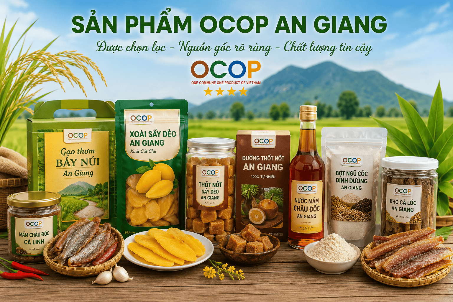 Sản phẩm OCOP An Giang – Đặc sản địa phương chọn lọc, thuận tiện mua online 1 Sản phẩm OCOP An Giang được chọn lọc