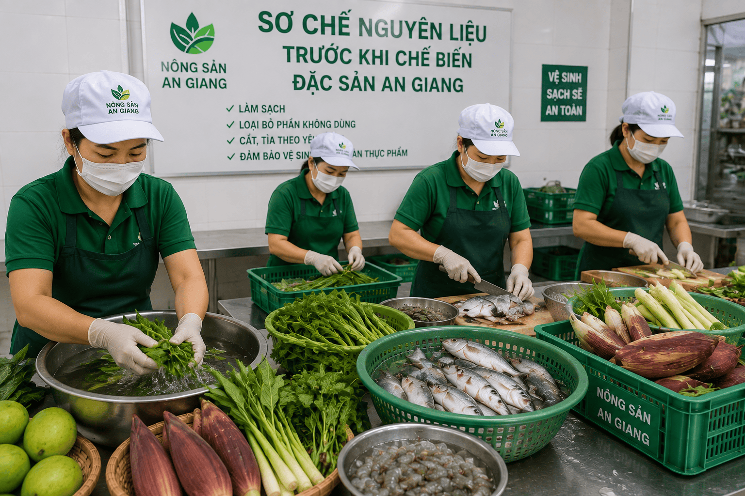 Quy trình sản xuất đặc sản An Giang: Từ nguyên liệu đến sản phẩm hoàn thiện 1 Sơ chế nguyên liệu trước khi chế biến đặc sản An Giang